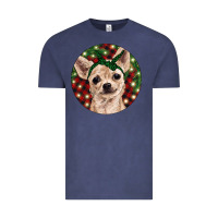 Vintage Denim Christmas Chihuahua With Buffalo Plaid Vintage Tee - RanaPortraitStore