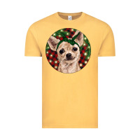 Vintage Mustard Christmas Chihuahua With Buffalo Plaid Vintage Tee - RanaPortraitStore