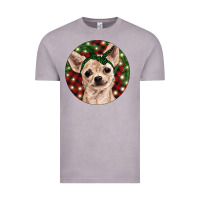 Vintage Zinc Christmas Chihuahua With Buffalo Plaid Vintage Tee - RanaPortraitStore