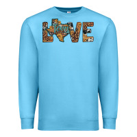 Ocean Blue love texas map sunflower leopard cowhide Premium Sweatshirt - Artiststas