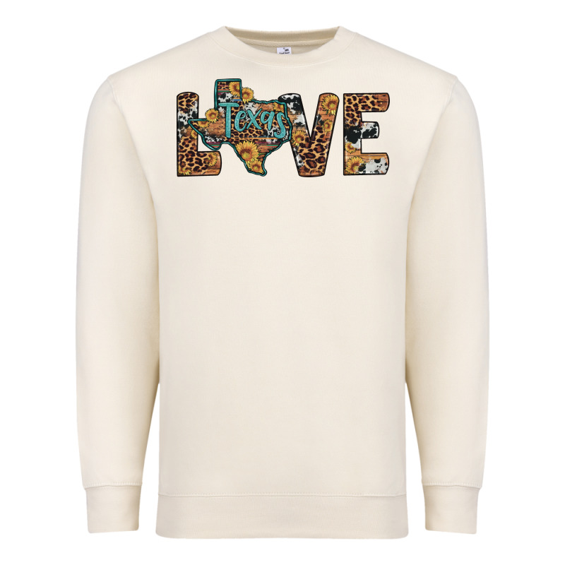 Love Texas Map Sunflower Leopard Cowhide Premium Sweatshirt by Artiststas | Teevron