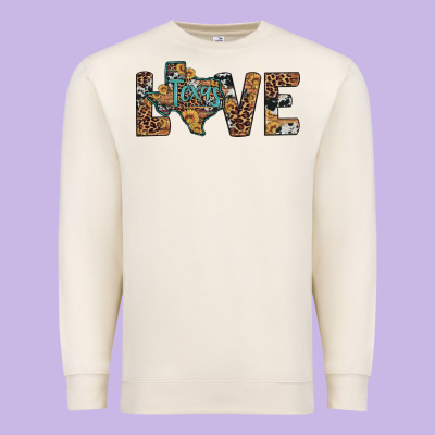 Love Texas Map Sunflower Leopard Cowhide Premium Sweatshirt Designed By Artiststas