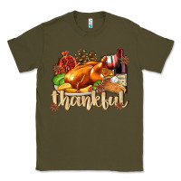 Army Green Thankful with Turkey Classic Tee - texasbilliewilder