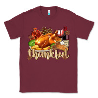 Burgundy Thankful with Turkey Classic Tee - texasbilliewilder