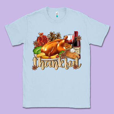 Thankful With Turkey Classic Tee Designed By Texasbilliewilder