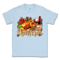 Dusty Blue Thankful with Turkey Classic Tee - texasbilliewilder