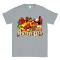 Heather Grey Thankful with Turkey Classic Tee - texasbilliewilder