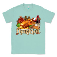 Seafoam Thankful with Turkey Classic Tee - texasbilliewilder