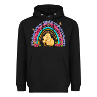 Black easter flowers and butterfly with chicks rainbow Heavyweight Hoodie - Artiststas
