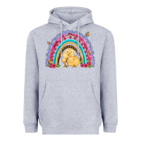 Heather Grey easter flowers and butterfly with chicks rainbow Heavyweight Hoodie - Artiststas