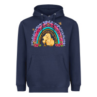 Navy easter flowers and butterfly with chicks rainbow Heavyweight Hoodie - Artiststas