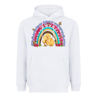 White easter flowers and butterfly with chicks rainbow Heavyweight Hoodie - Artiststas