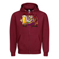 Burgundy all i need is beer king cake crawfish Zipper Hoodie - SublimationCraftShop