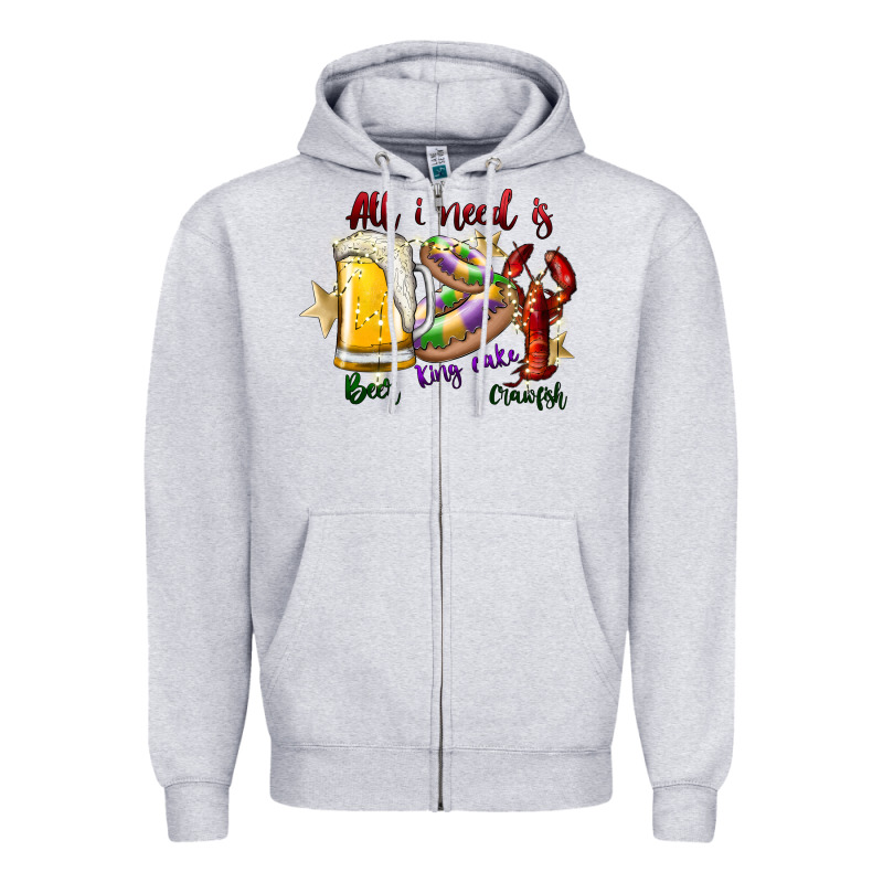 All I Need Is Beer King Cake Crawfish Zipper Hoodie by SublimationCraftShop | Teevron