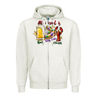 Oatmeal Heather all i need is beer king cake crawfish Zipper Hoodie - SublimationCraftShop