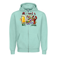 Seafoam all i need is beer king cake crawfish Zipper Hoodie - SublimationCraftShop