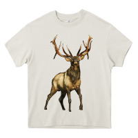 Cream elk deer Heavy Core Tee - LillyAllenDesigns