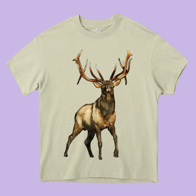 Elk Deer Heavy Core Tee Designed By Lillyallendesigns