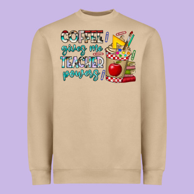 Coffee Gives Me Teacher Powers Heavyweight Sweatshirt Designed By Cowhidedigitalart