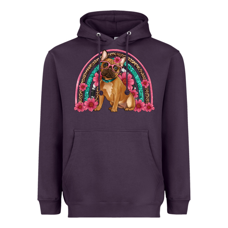 French Bulldog Floral Rainbow Heavyweight Hoodie by Artiststas | Teevron