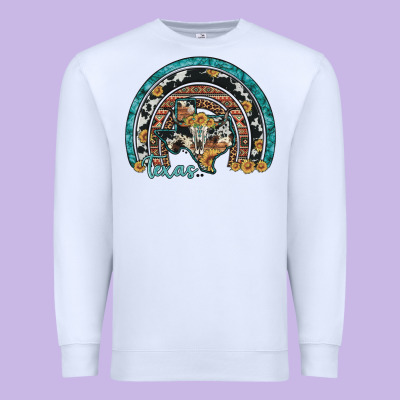 Texas Map Sunflower Leopard Cowhide Aztec Turquoise Gemstone Rainbow Premium Sweatshirt Designed By Artiststas