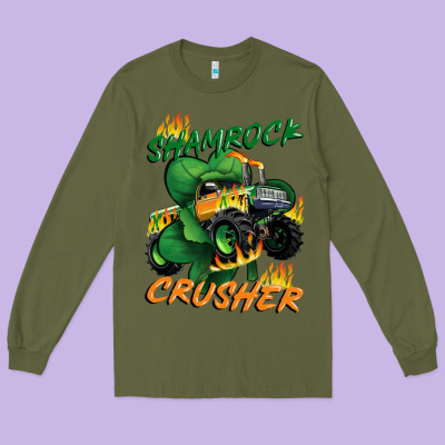 Shamrock Crusher St. Patrick's Day Long Sleeve Tee Designed By Cowgirlartshop