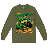 Army Green Shamrock crusher St. Patrick's Day Long Sleeve Tee - CowGirlArtShop
