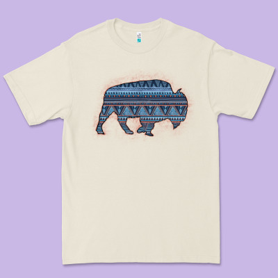 Bison Silhouette Blue Aztec Premium Tee Designed By Bettercallsaul