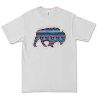 Dove Grey Bison Silhouette Blue Aztec Premium Tee - Bettercallsaul