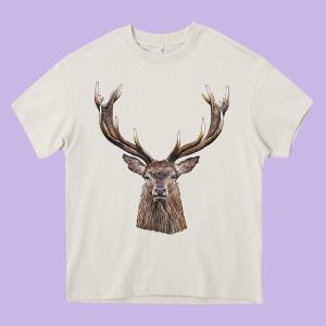 Elk Deer Head Heavy Core Tee Designed By Lillyallendesigns