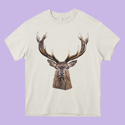 Elk Deer Head Heavy Core Tee Designed By Lillyallendesigns