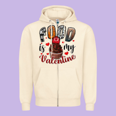 Food İs My Valentine Zipper Hoodie Designed By Sublimationcraftshop