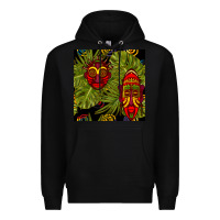 Black african masks and monstera leaf seamless pattern Premium Hoodie - BundleAndBundleShop