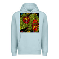 Blue Mist african masks and monstera leaf seamless pattern Premium Hoodie - BundleAndBundleShop