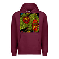 Burgundy african masks and monstera leaf seamless pattern Premium Hoodie - BundleAndBundleShop