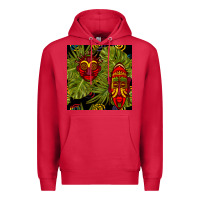 Cardinal african masks and monstera leaf seamless pattern Premium Hoodie - BundleAndBundleShop