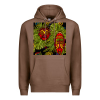 Chestnut african masks and monstera leaf seamless pattern Premium Hoodie - BundleAndBundleShop