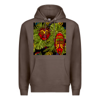 Coffee african masks and monstera leaf seamless pattern Premium Hoodie - BundleAndBundleShop