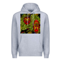 Heather Grey african masks and monstera leaf seamless pattern Premium Hoodie - BundleAndBundleShop