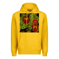 Lemon african masks and monstera leaf seamless pattern Premium Hoodie - BundleAndBundleShop