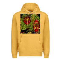 Mustard african masks and monstera leaf seamless pattern Premium Hoodie - BundleAndBundleShop