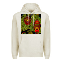 Oatmeal Heather african masks and monstera leaf seamless pattern Premium Hoodie - BundleAndBundleShop