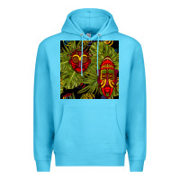 Ocean Blue african masks and monstera leaf seamless pattern Premium Hoodie - BundleAndBundleShop