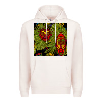 Pale Pink african masks and monstera leaf seamless pattern Premium Hoodie - BundleAndBundleShop