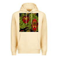 Pina Colada african masks and monstera leaf seamless pattern Premium Hoodie - BundleAndBundleShop