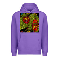 Purple african masks and monstera leaf seamless pattern Premium Hoodie - BundleAndBundleShop