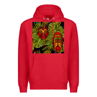 Red african masks and monstera leaf seamless pattern Premium Hoodie - BundleAndBundleShop