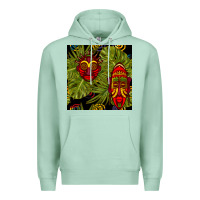 Seafoam african masks and monstera leaf seamless pattern Premium Hoodie - BundleAndBundleShop