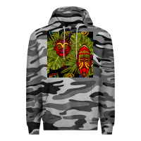 Slate Camo african masks and monstera leaf seamless pattern Premium Hoodie - BundleAndBundleShop