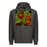 Smoke african masks and monstera leaf seamless pattern Premium Hoodie - BundleAndBundleShop